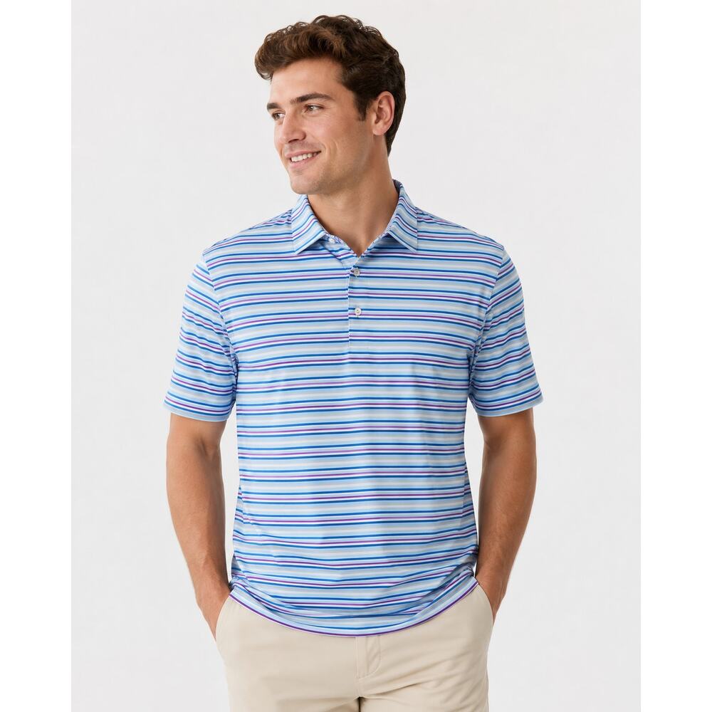 Peter Millar Summer Comfort Competition Blue Stripe Polo Size XL 🏌️‍♂️⛳☀️